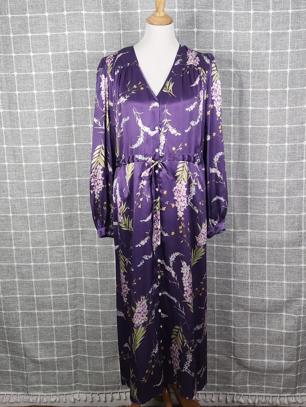 Emerson Fry Lavender Floral Silk Roses Dress - Picture 3 of 9